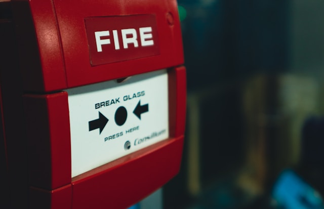 close up of fire alarm